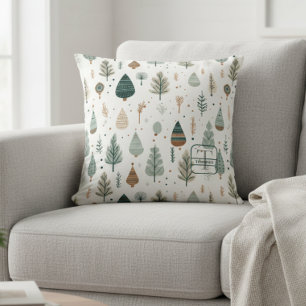 Coussin Arbres nordiques Monogramme scandi Nom