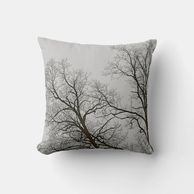 Coussin Arbres nus et ciel gris Art de la nature (Recto)
