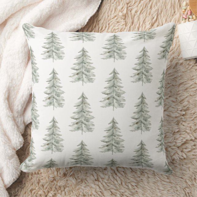 Coussin Arbres verts blancs de Noël (Couverture)