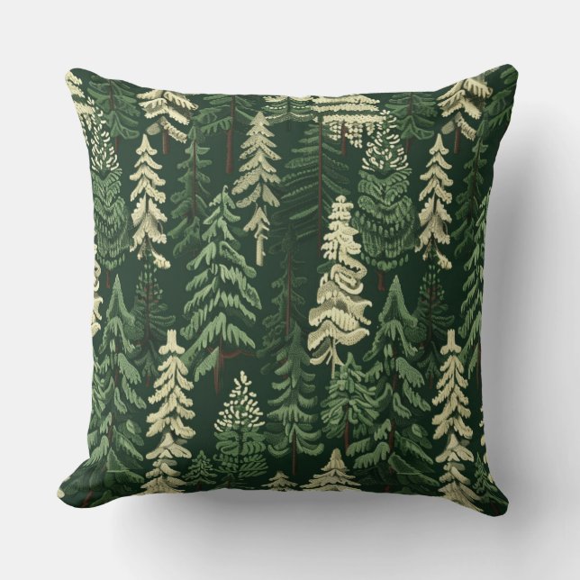 Coussin Arbres verts de Noël rustiques (Recto)