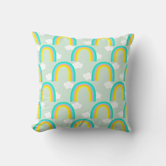 Coussin Arc-en-ciel avec nuage bleu (Recto)