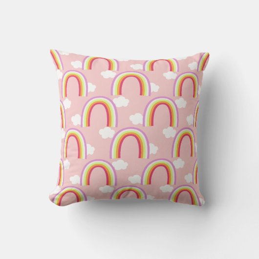 Coussin Arc-en-ciel avec nuage rose clair (Recto)
