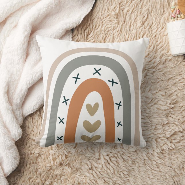 Coussin Arc-en-ciel beige gris moderne blanc muet (Couverture)