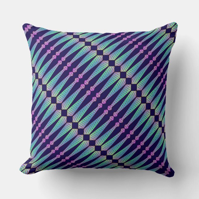 Coussin Arc-en-ciel bleu Designer Diagonal  (Recto)