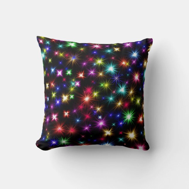 Coussin Arc-en-ciel brillant Étincelles, Étoiles et feux d (Recto)