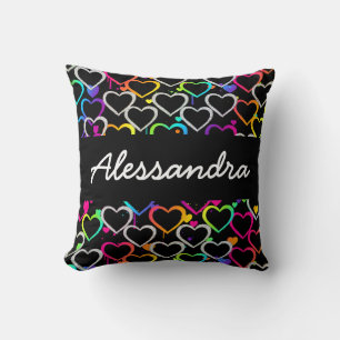 Coussin Arc-en-ciel Coeurs dégradés Parties scintillant Co