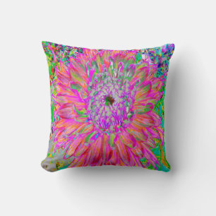 Coussin Arc-en-ciel coloré Abstrait Dahlia Flower