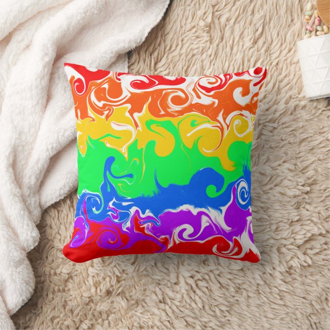 Coussin Arc-en-ciel Couleurs basiques Fluid Art (Couverture)