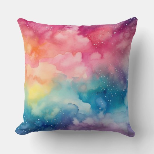 Coussin Arc-en-ciel de ciel nocturne Art Abstrait Aquarell (Recto)