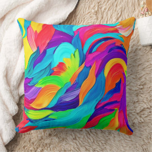 Coussin Arc-en-ciel dynamique tourbillonne l'art Abstrait
