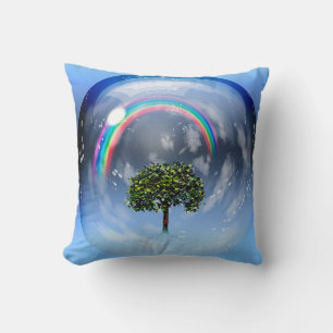Coussin Arc en ciel et arbre vert