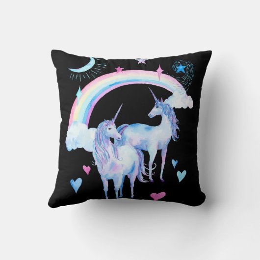 Coussin Arc-en-ciel et licornes (Verso)