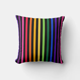 Coussin Arc-en-ciel et rayures noires
