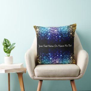 Coussin Arc-en-ciel Faux Purple Blue Gold Parties scintill