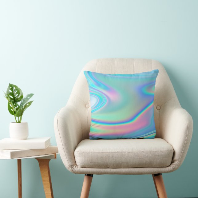 Coussin Arc-en-ciel holographique abstrait (Chaise)
