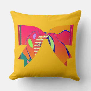 Coussin Arc-en-ciel Ruban Nœud Jaune Décoratif Amusant