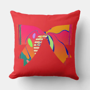 Coussin Arc-en-ciel Ruban Nœud Rouge Décoratif Amusant