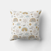 Coussin Arc-en-ciel scandinave Boho avec étoiles (Verso)