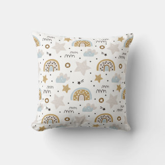 Coussin Arc-en-ciel scandinave Boho avec étoiles