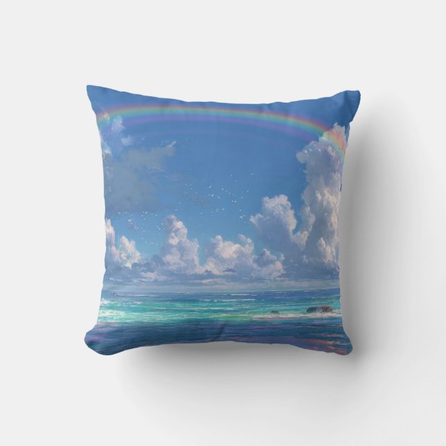 Coussin Arc-en-ciel sur l'océan (Recto)