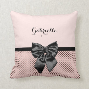 Coussin Arc rose parisien chic et nom de noir de pois