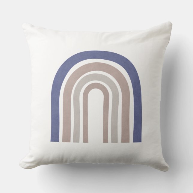 Coussin Arches du milieu du siècle - Bleu et Beige (Recto)