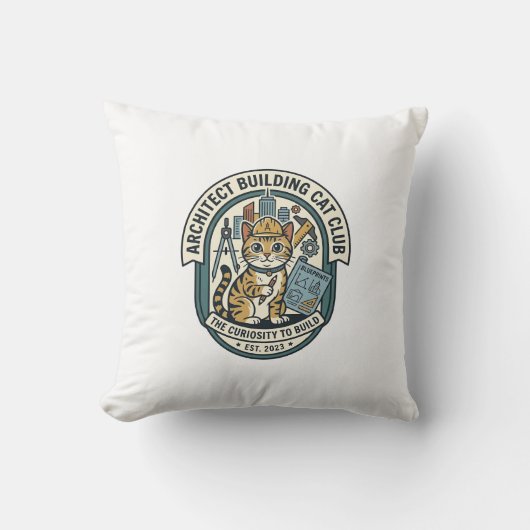 Coussin Architect Building Cat Cat Graphic Tee Art - Archi (Recto)