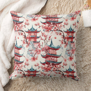 Coussin Architecture asiatique traditionnelle avec botaniq