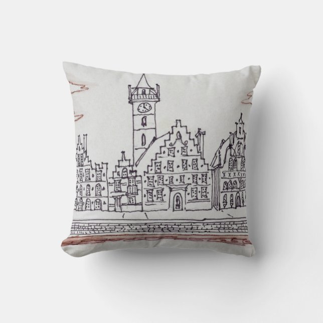 Coussin Architecture de Graslei | Gand, Belgique (Recto)