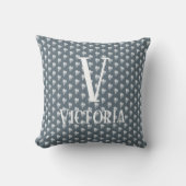 Coussin Ardoise Bleu & Blanc Coeurs Rustiques Couleurs de (Recto)