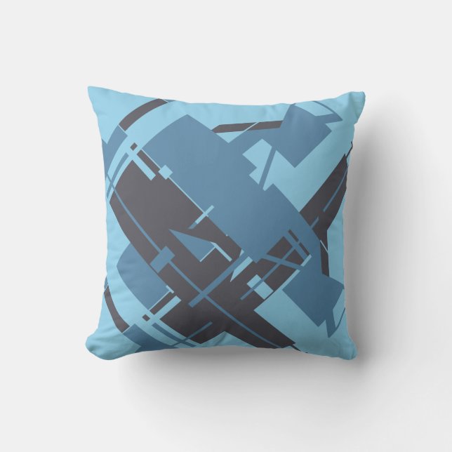 Coussin Ardoise Bleue Marine Oeuf Bleu Diagonal Abstrait (Recto)
