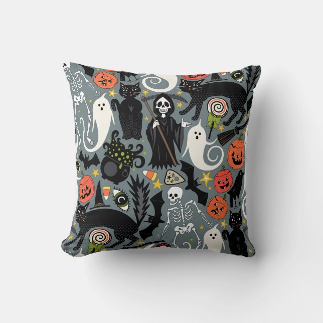Coussin ardoise d'halloween rétro (Recto)