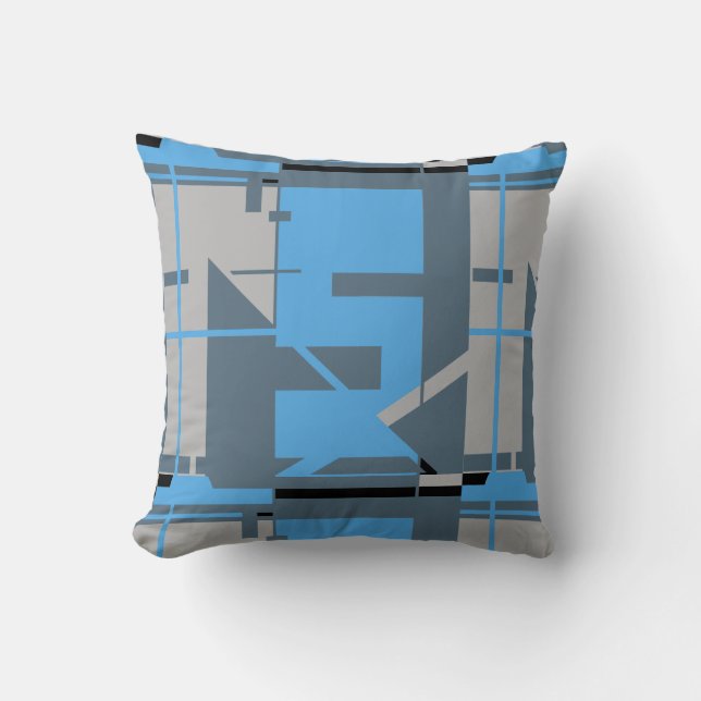 Coussin Ardoise noire gris clair Géométrique Abstraite (Recto)