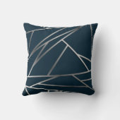 Coussin Argent bleu moderne géométrique (Verso)