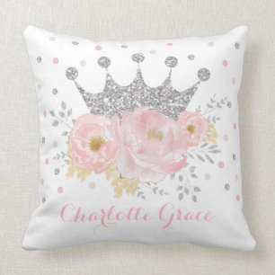 Coussin Argent Couronne Royal Princess Blush rose Floral B