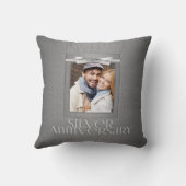 Coussin Argent Damask 25ème Mariage Annivsersary Photo (Verso)