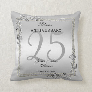 Coussin Argent Gem & Parties scintillant 25e anniversaire 