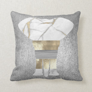 Coussin Argent gris conceptuel d'or d'éléphant de bandag