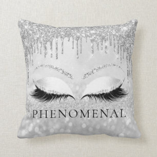 Coussin Argent Gris Eyelashes Parties scintillant Étincell