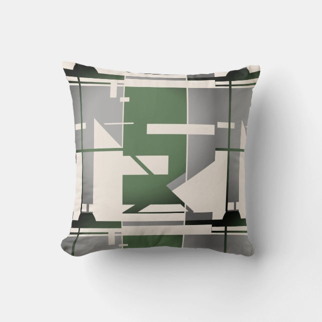 Coussin Argent Olive Beige Téméraire Sud-Ouest Look Abstra (Recto)