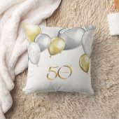 Coussin Argent/or 50e anniversaire jetez l'oreiller. (Couverture)