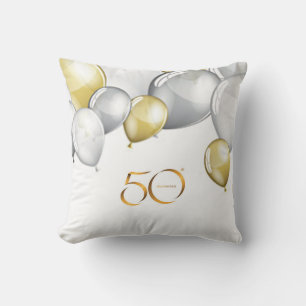 Coussin Argent/or 50e anniversaire jetez l'oreiller.