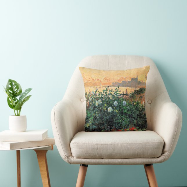 Coussin Argenteuil, Fleurs au bord de la rivière, (Chaise)