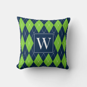 Coussin Argyle à broderie manuelle Prépa – Nuit et Citron