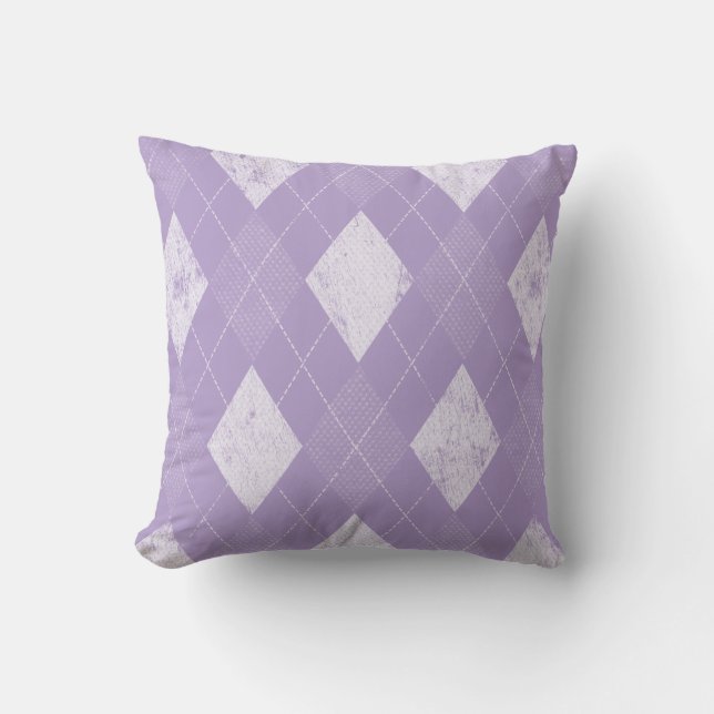 Coussin Argyle monochrome en détresse (Recto)