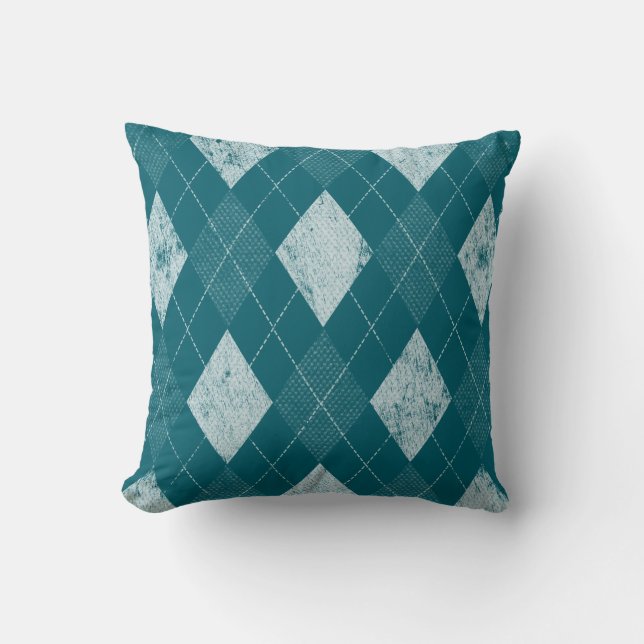 Coussin Argyle monochrome en détresse (Recto)