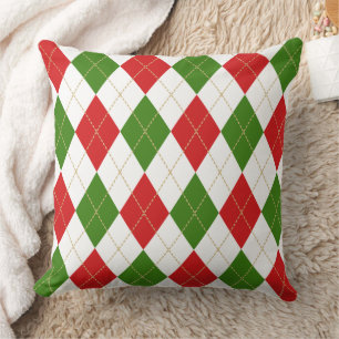 Coussin Argyle Rouge Vert Blanc