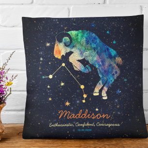 Coussin Aries Constellation Zodiac Aquarelle Étoiles Galax