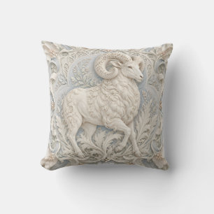 Coussin Aries Ivoire Bleu Style Relief Porcelaine