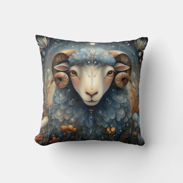 Coussin Aries Ram Zodiac Astrology Celestial Birthday (Recto)